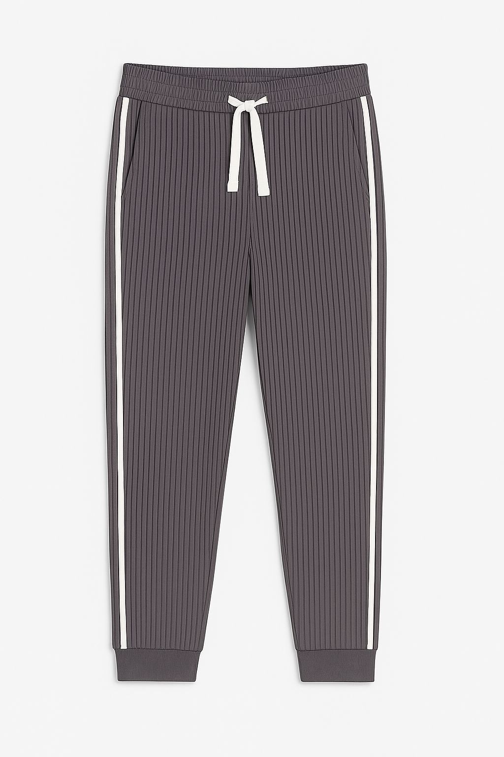 Ribbed Joggers with White Side Stripes β Casual Stretch Fit for Women