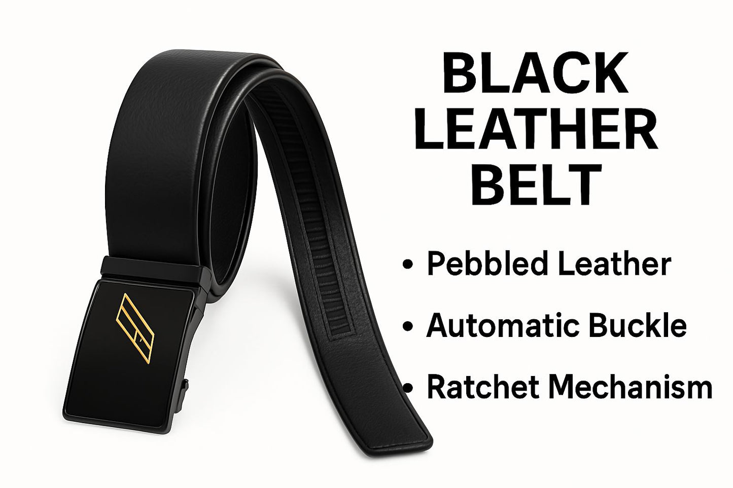 Jet Black Auto-Lock Leather Belt – Men’s Premium Edition