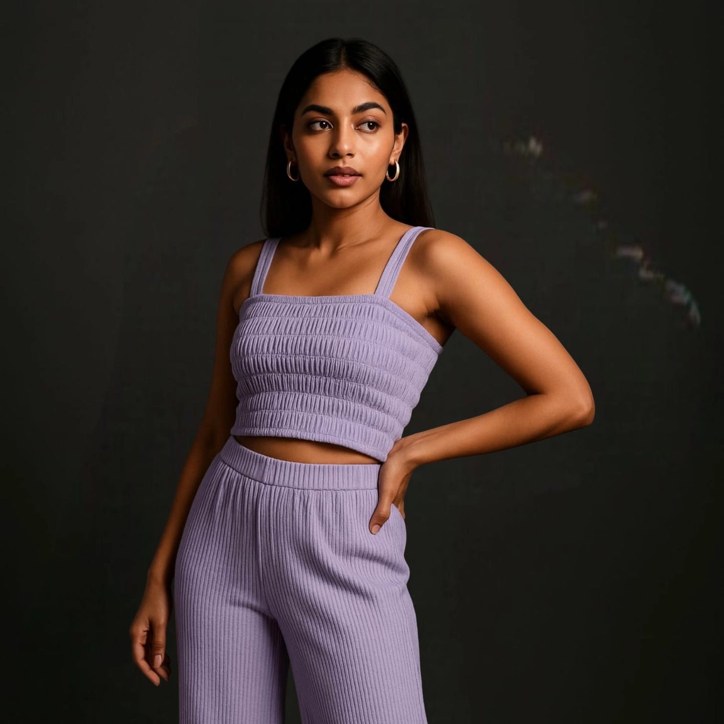 Crinkled 3-Piece Combo Set - Camisole, Blazer & Pants