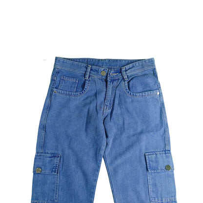 Cargo Denim Jeans with Multi-Pockets