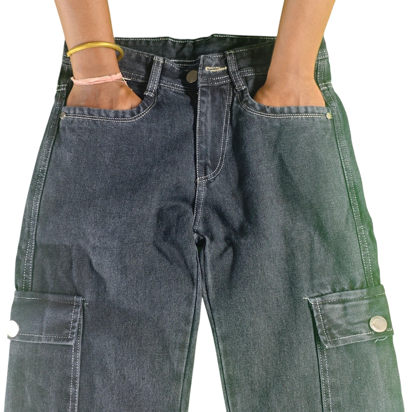 Cargo Denim Jeans with Multi-Pockets
