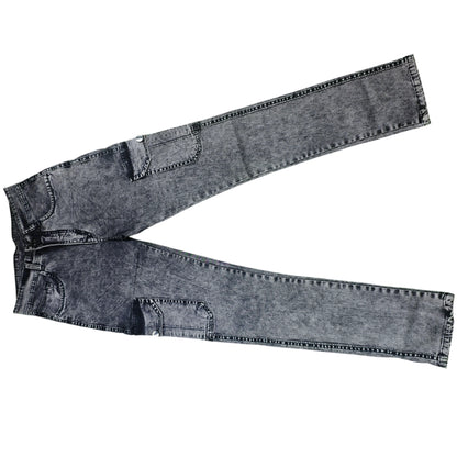Acid Wash Cargo Jeans - Side Pocket Style