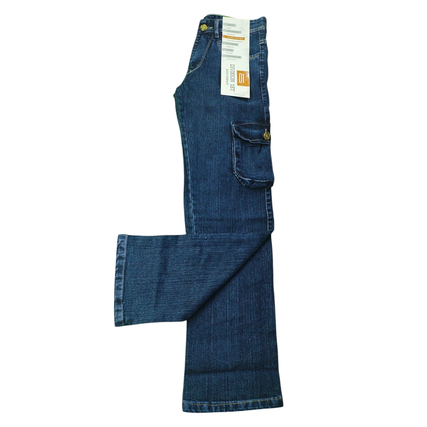 Acid Wash Cargo Jeans - Side Pocket Style