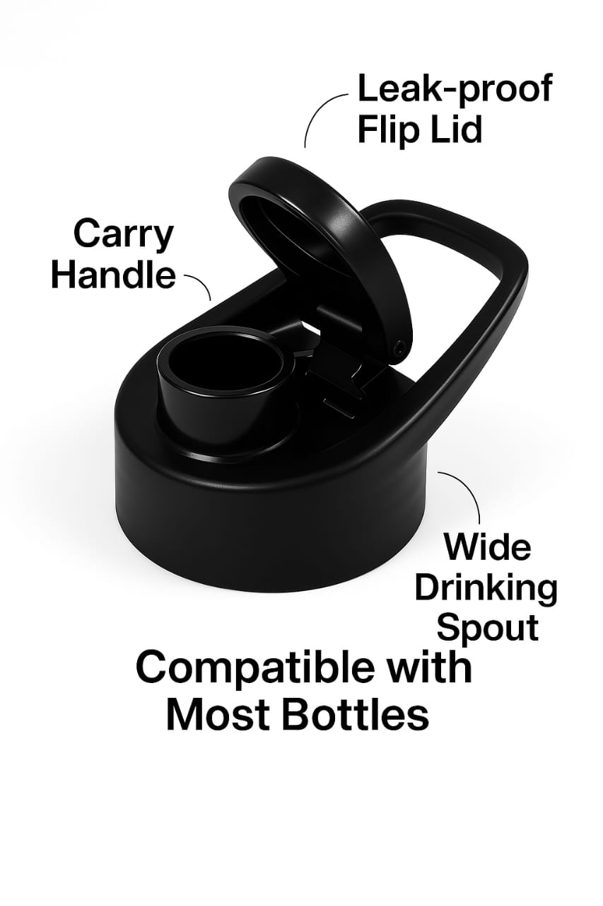Insulated Black Sports Water Bottle – Leak-Proof, Flip Lid, BPA-Free