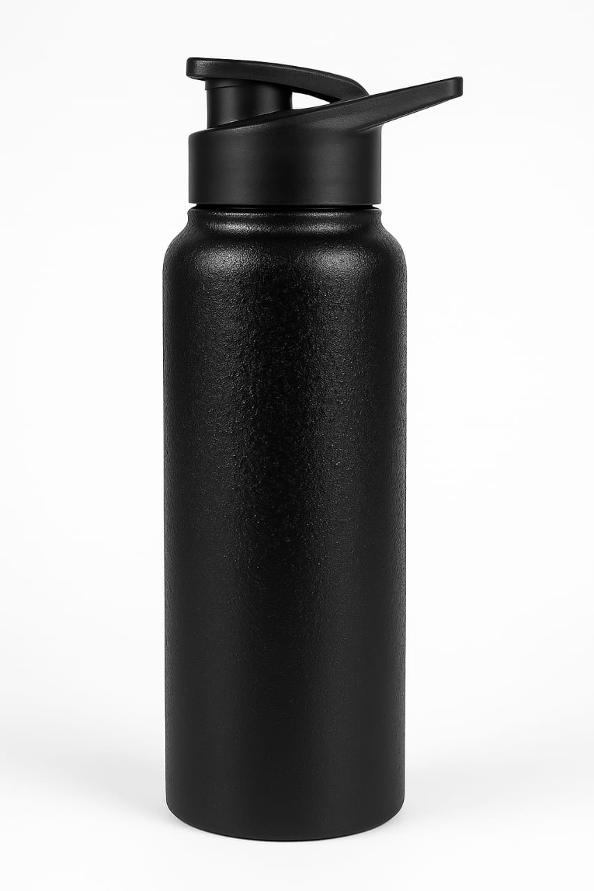 Insulated Black Sports Water Bottle – Leak-Proof, Flip Lid, BPA-Free