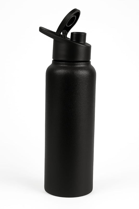 Insulated Black Sports Water Bottle – Leak-Proof, Flip Lid, BPA-Free