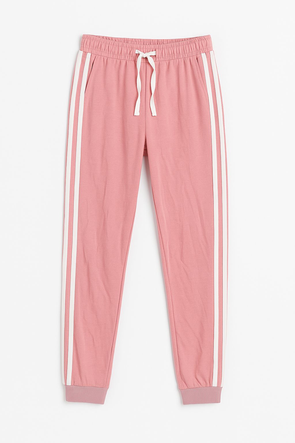 Ribbed Joggers with White Side Stripes – Casual Stretch Fit for Women