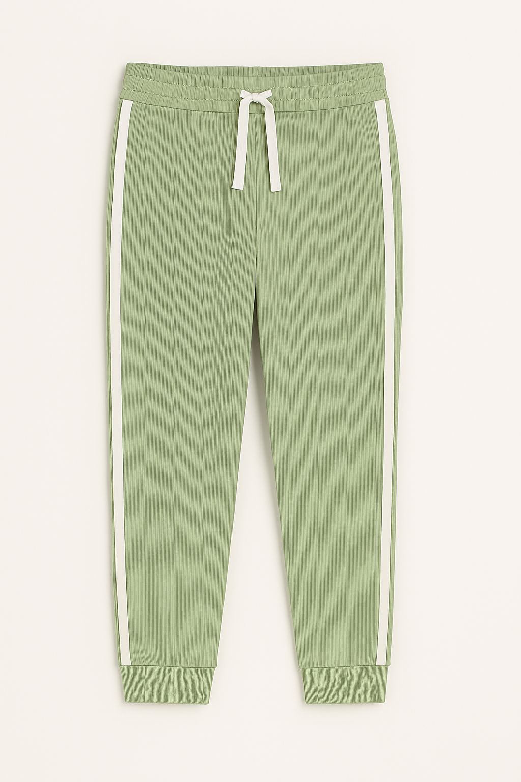 Ribbed Joggers with White Side Stripes – Casual Stretch Fit for Women