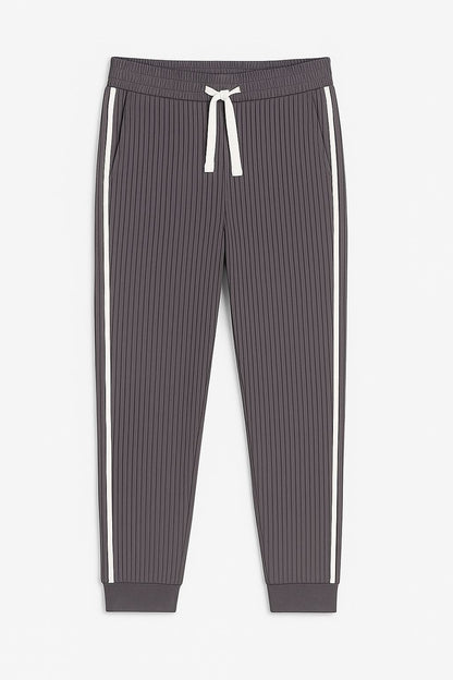Ribbed Joggers with White Side Stripes – Casual Stretch Fit for Women