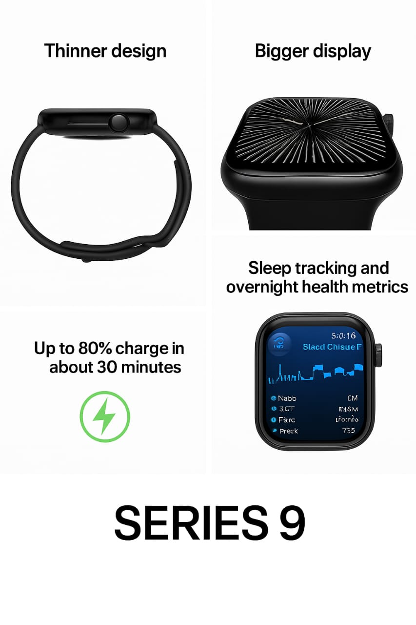 Series 9 Smartwatch – AMOLED Display | Fitness Tracker | Wireless Charging