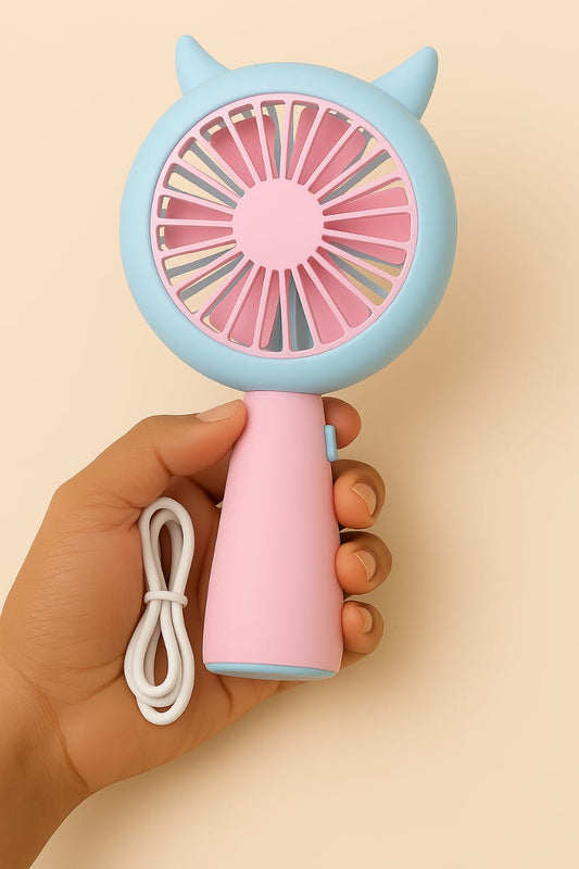 Cute Portable USB Rechargeable Mini Fan for Kids & Travel – Whisper Quiet, Compact Design , Lighting