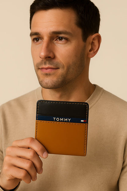 Premium Bi-Fold Wallet – Tan & Black Leather Finish