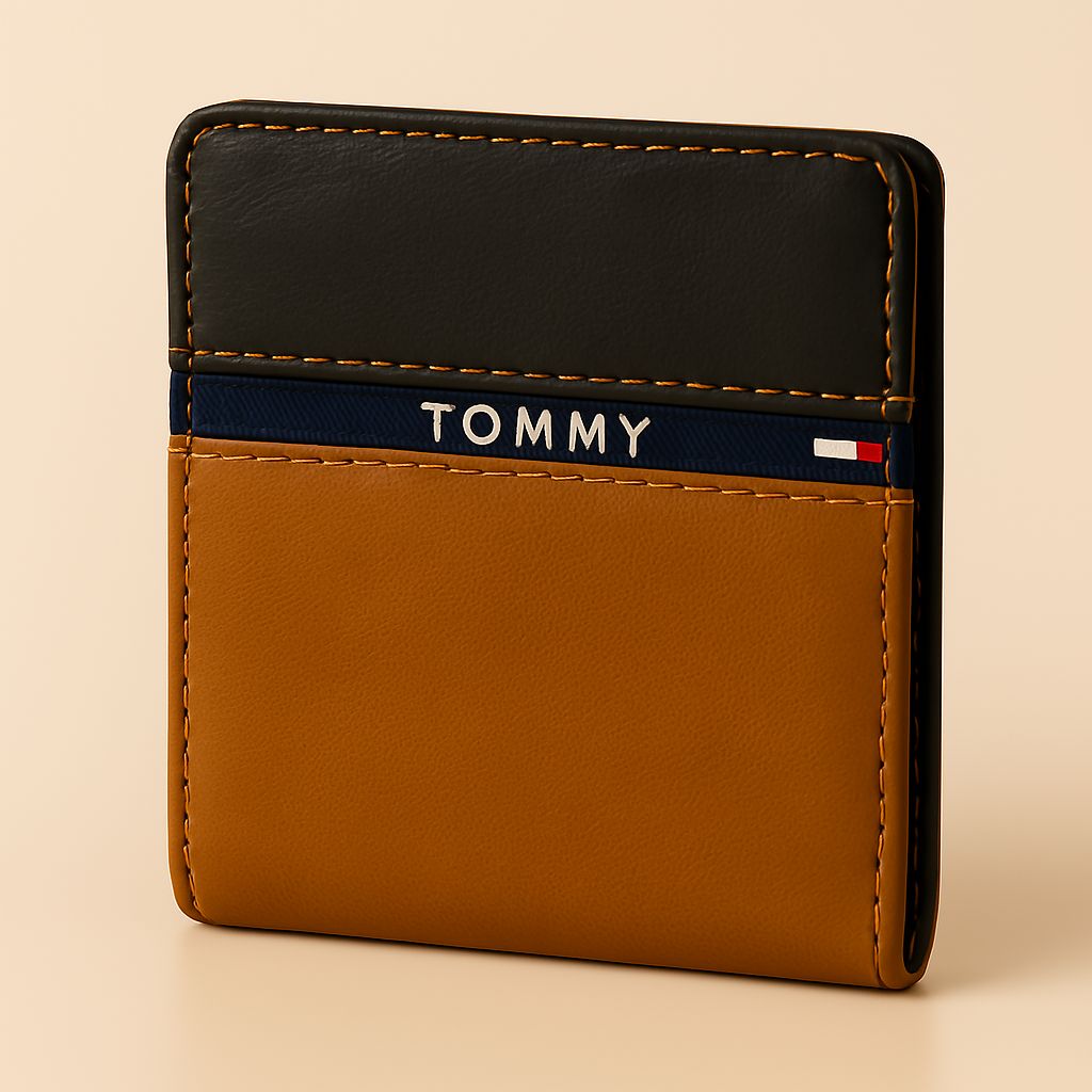 Premium Bi-Fold Wallet – Tan & Black Leather Finish