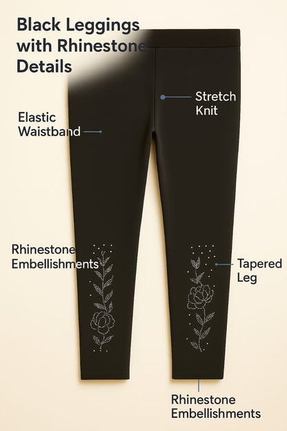 Rhinestone Leggings – Stylish Stretch Fit for Women