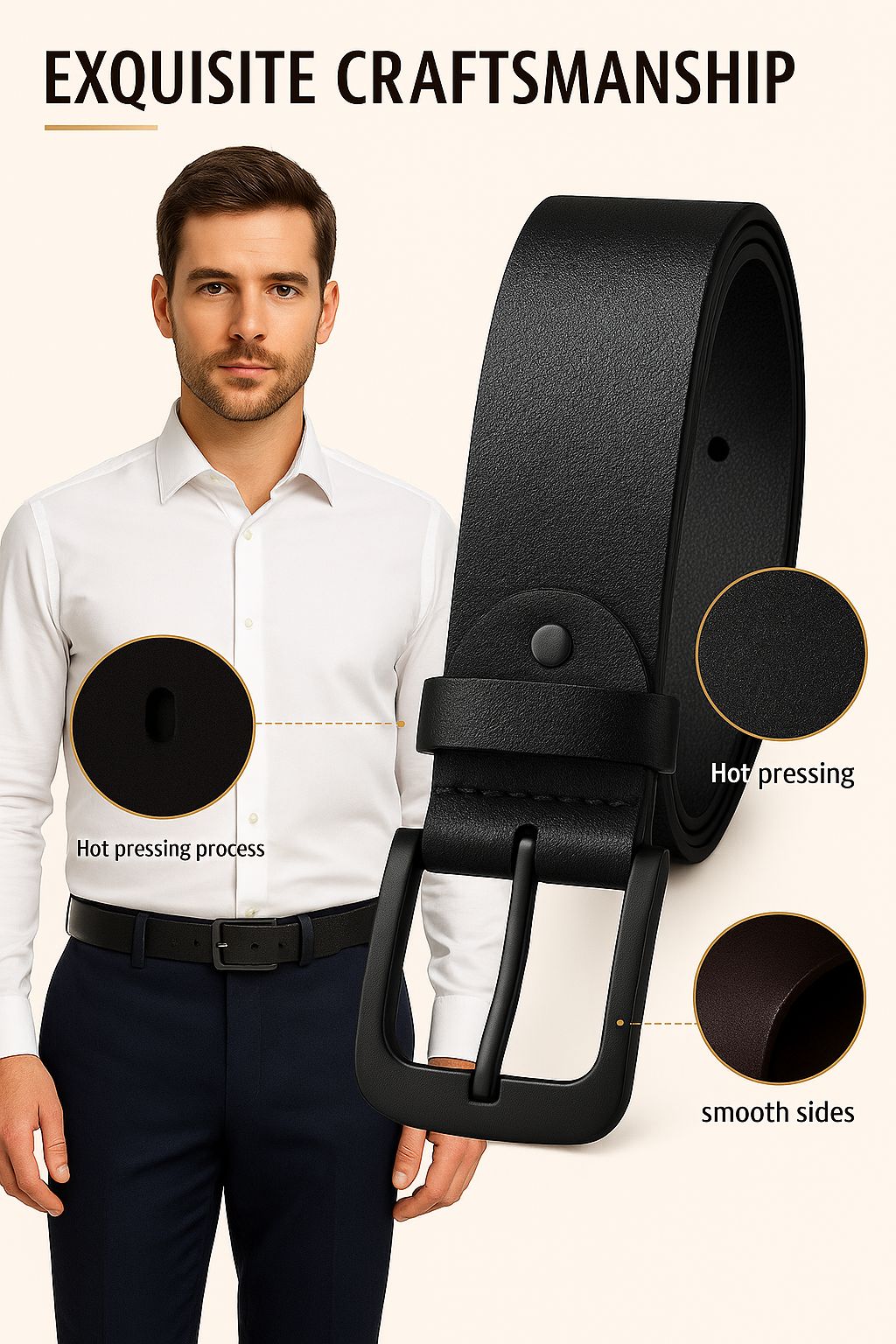 Classic Premium Black Belt – Men