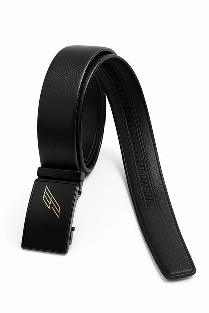 Jet Black Auto-Lock Leather Belt – Men’s Premium Edition