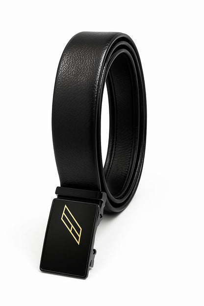 Jet Black Auto-Lock Leather Belt – Men’s Premium Edition