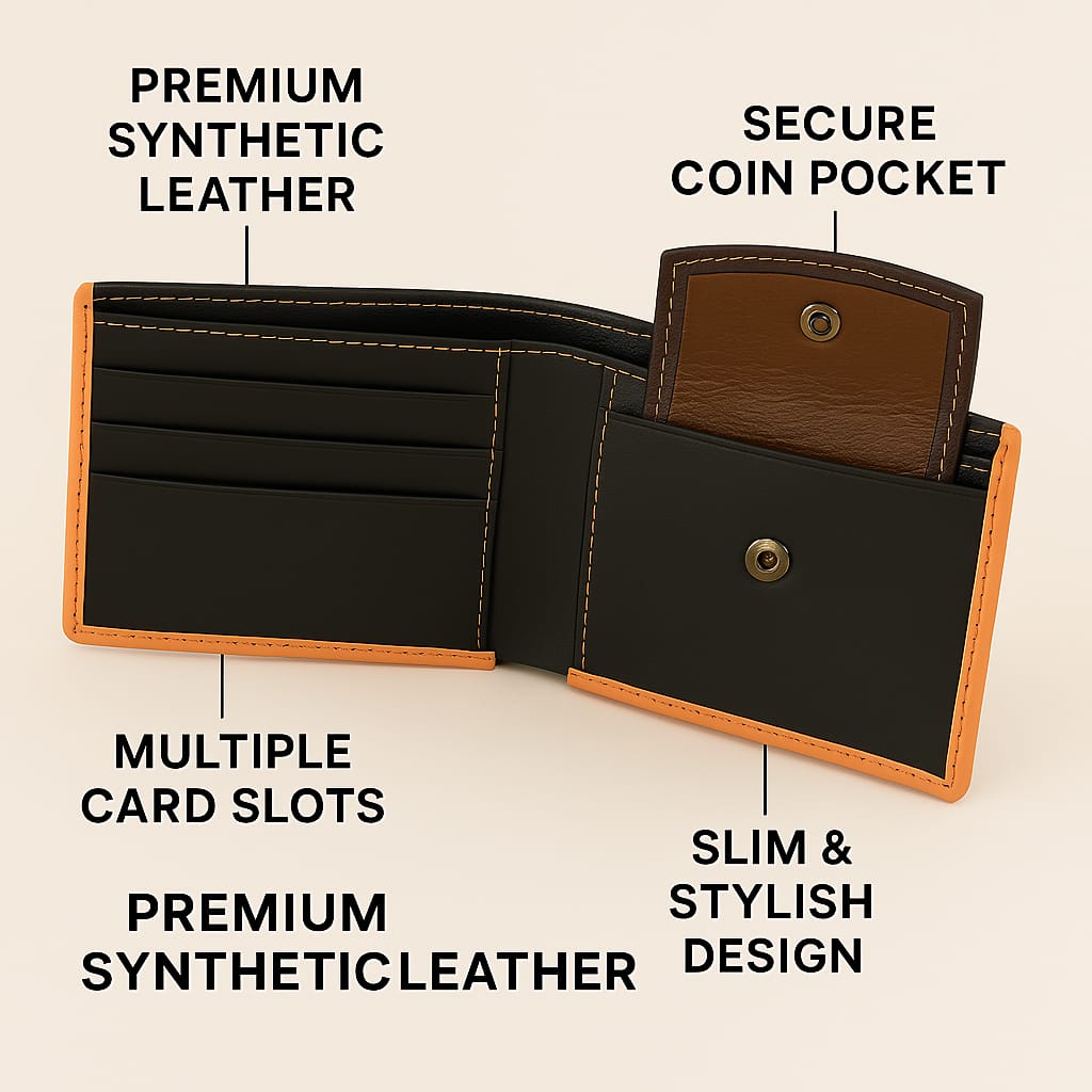 Premium Brown Bi-Fold Leather Wallet for Men