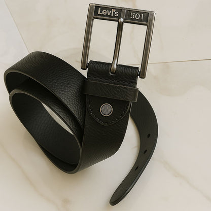 Premium Black Pebble‑Grain Leather Belt – Unbreakable Style