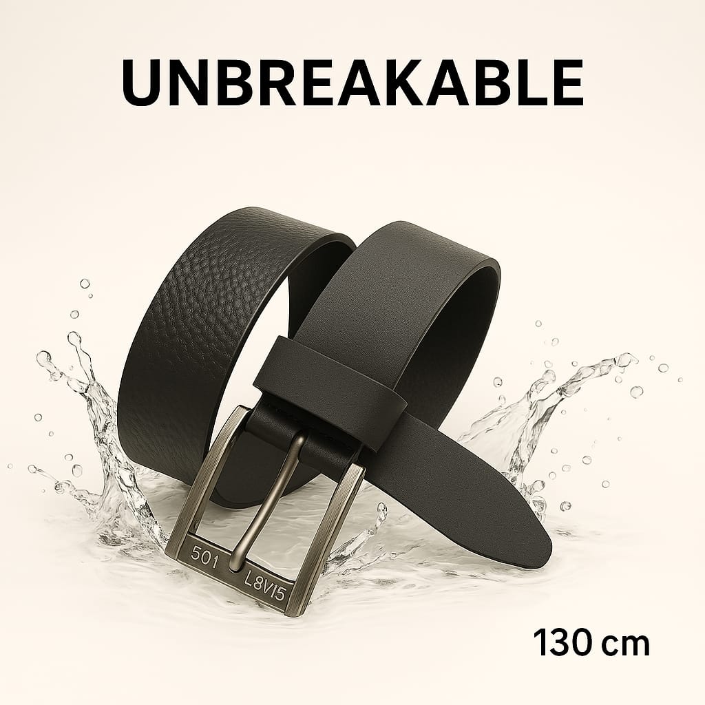 Premium Black Pebble‑Grain Leather Belt – Unbreakable Style