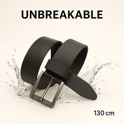 Premium Black Pebble‑Grain Leather Belt – Unbreakable Style