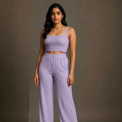 Crinkled 3-Piece Combo Set - Camisole, Blazer & Pants