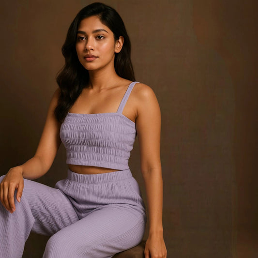 Crinkled 3-Piece Combo Set - Camisole, Blazer & Pants