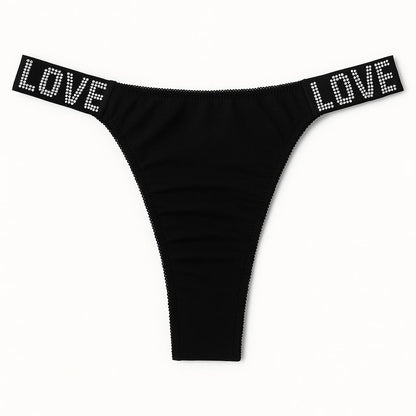 High - Cut Thong Panty for Women – Sparkling "LOVE" Waist Detail, Lycra Comfort - MAXPORO