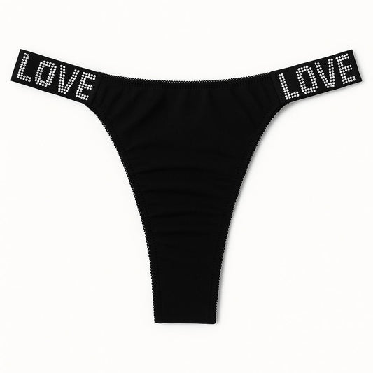 High - Cut Thong Panty for Women – Sparkling "LOVE" Waist Detail, Lycra Comfort - MAXPORO