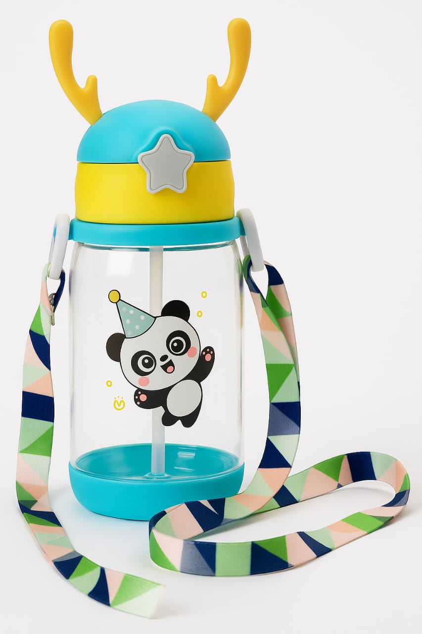 Panda Pop™ Kids Water Bottle – Leakproof with Strap (350ml) - MAXPORO